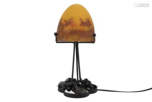 MÜLLER frêres LUNEVILLE Art Deco-lamp met voet in smeedijzer...
