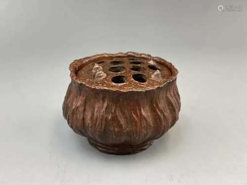 BRONZE LOTUS SEEDPOD-SHAPED CENSER