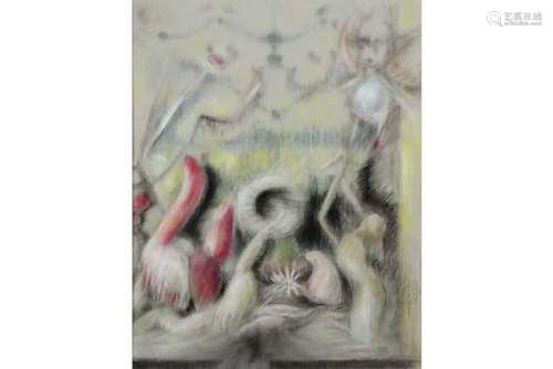 GUEBELS MONIQUE (°1921) pastel : "Compositie met vrouw&...