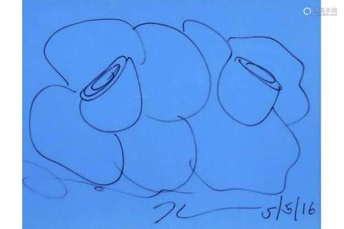 KOONS JEFF (°1955) tekening in viltstift op blauw papier : &...