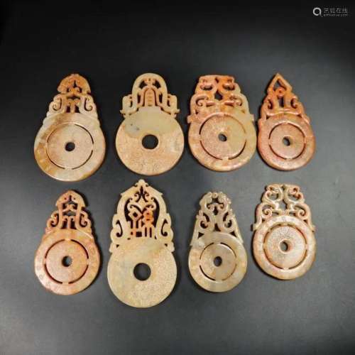 A SET OF ARCHAIC JADE PLAQUES, EIGHT PICS