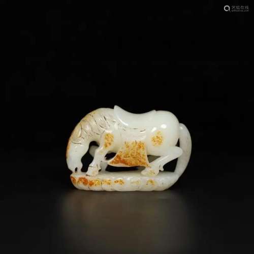 RUSSET JADE CARVING EFFIGY OF A HORSE