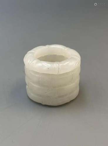 JADE CARVING 'BAMBOO' THUMB RING