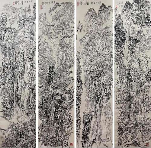 ZHANG DING, FOUR PANELS LANDSCAPE