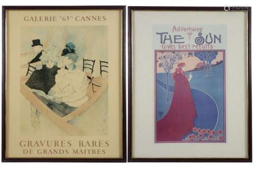 Lot van twee affiches met thema's van omstreeks 1900 - 7...
