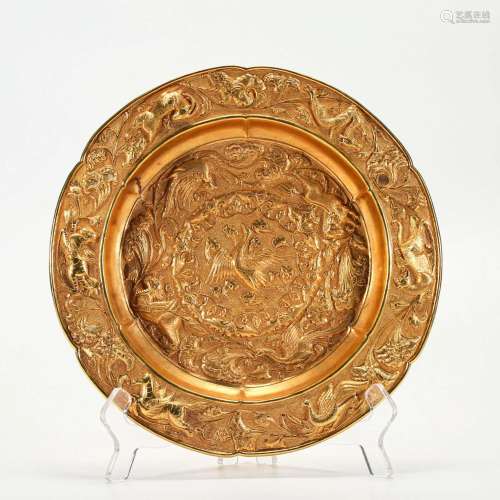 A Bronze-gilt Circular Plate