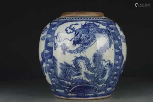 BLUE AND WHITE 'AUSPICIOUS BEAST' JAR