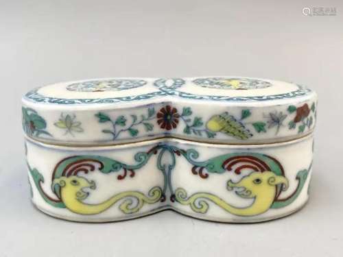 DOUCAI KUI-DRAGON PORCELAIN INKPAD BOX