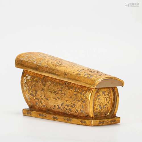 A Gold Inlaid Rock Crystal Coffin