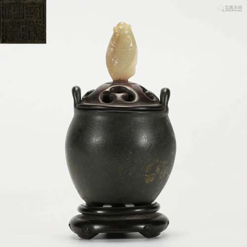 A Bronze Censer with Jade Finial