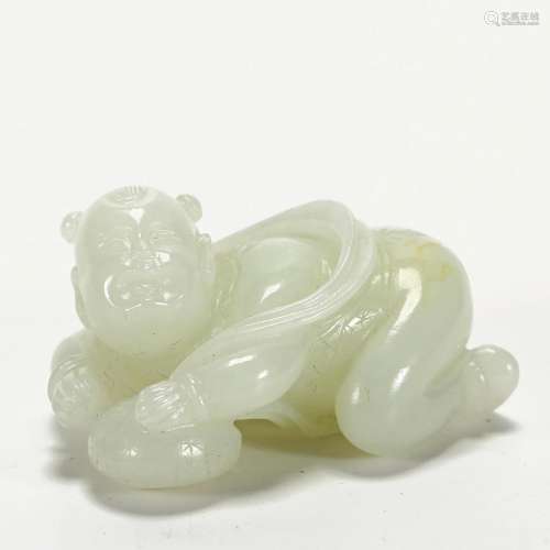 A Carved White Jade Figure