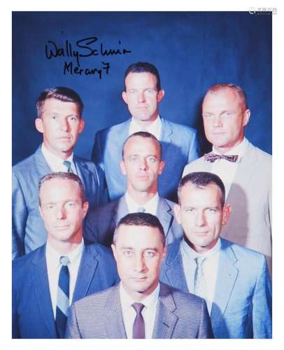 Portrait of the Mercury Seven astronauts, SIGNED by Walter S...