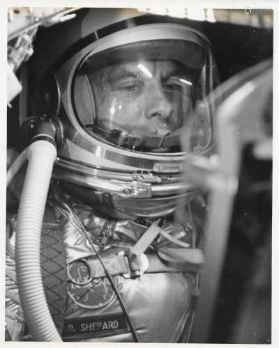 Alan Shepard, the first American in space, awaiting the lift...
