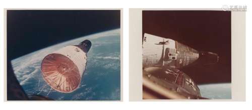 World's first space rendezvous - two views of Gemini 7 s...