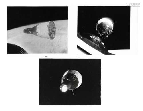 Five views of the historic first rendezvous in space, Gemini...