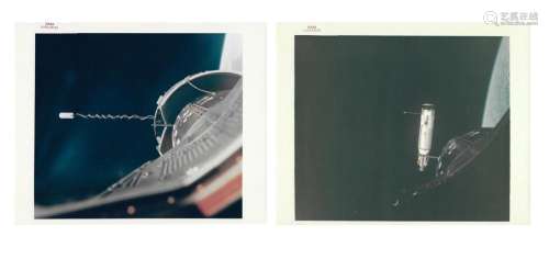 Two views of the rendezvous and docking with Agena, Gemini 1...