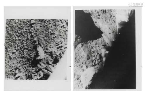 Four views of the lunar surface and the probe's scientif...