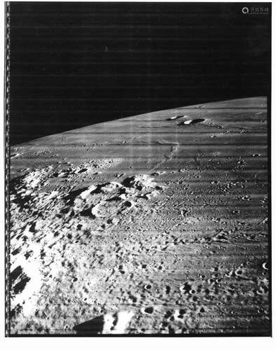 Six lunar surface views, the first published high-res frame,...