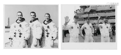 Portrait of the crew and views of pre-launch activities and ...