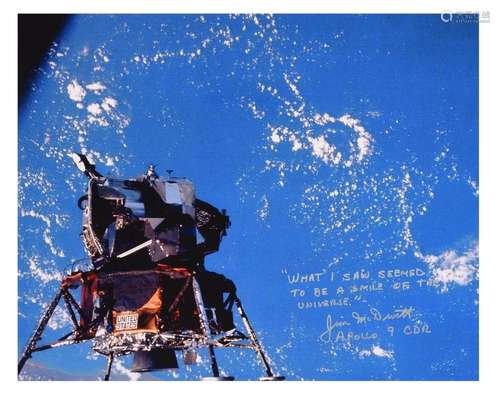 Lunar Module Spider floats above the Earth, SIGNED [large fo...