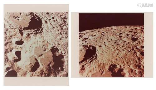 Diptych: rugged lunar terrain near Crater Daedalus (2 unrele...