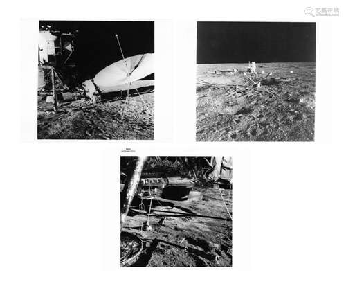 Moonwalk triptych: Charles Conrad at work on the Moon, Apoll...