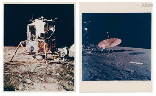 Diptych: the LM Intrepid, Alan Bean and the S-band antenna, ...