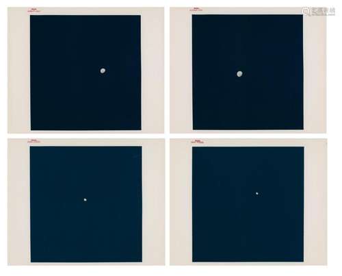 Four views of receding Moon during homebound journey, Apollo...