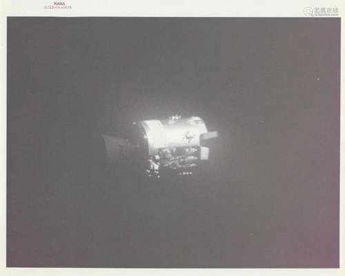 View of the damaged Service Module after the jettison, Apoll...