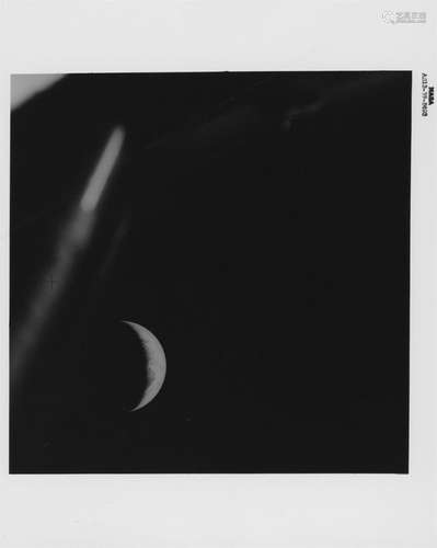 View of crescent Earth during the approach, Apollo 13, 11-17...