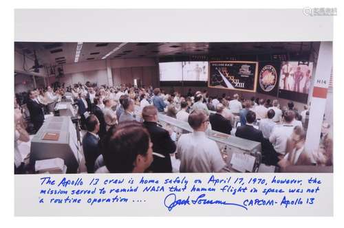 Two views of Mission Control during the rescue, SIGNED [larg...