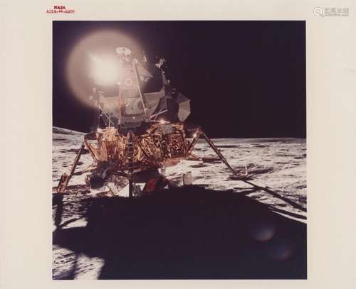 Lunar Module Antares with a large flare caused by the reflec...