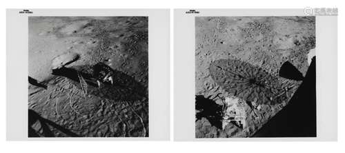 Flag, footprints and lunar equipment - two views from the An...