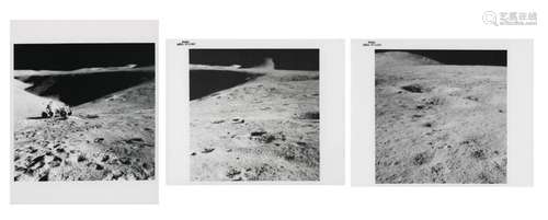 Triptych: moonscapes near St George's and Elbow Craters,...