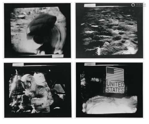 Four TV camera views of the lunar activities, EVA1, Apollo 1...