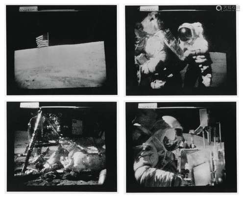 Four TV camera views of the lunar activities, EVA2, Apollo 1...