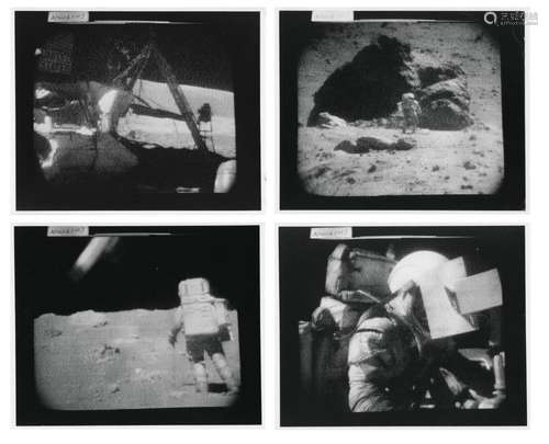 Four TV camera views of the lunar activities, EVA3, Apollo 1...