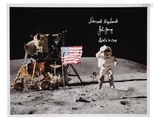 John Young's jumping salute, SIGNED, Apollo 16, 16-27 Ap...