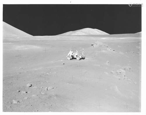 Harrison Schmitt working at the Lunar Rover at Shorty Crater...