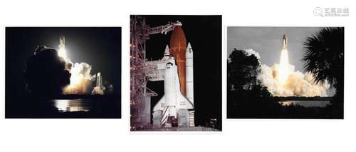 Space Shuttle Discovery, three views, STS-26, STS-3 and STS-...