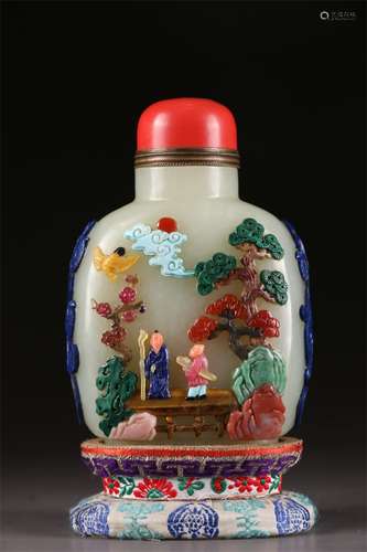 A Hetian Jade Snuff Bottle.