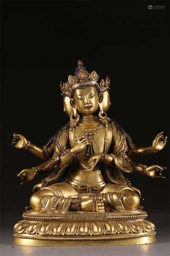 A Gilt Copper Namgyalma Buddha Statue.