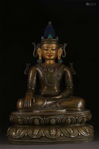 An Alloy Copper Amitayus Buddha Statue.