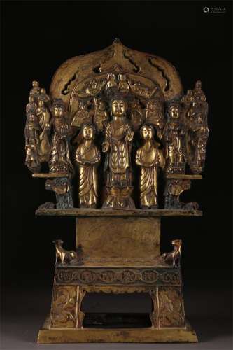 A Gilt Copper Immortals Buddha Plate.