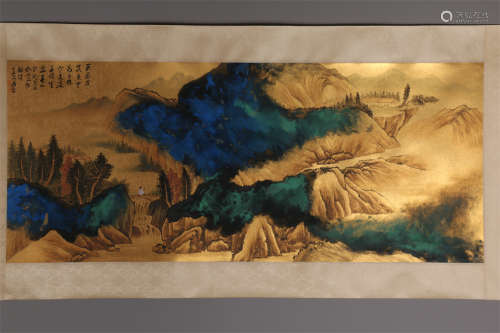 A Landscape Painting on Paper by Zhang Daqian.