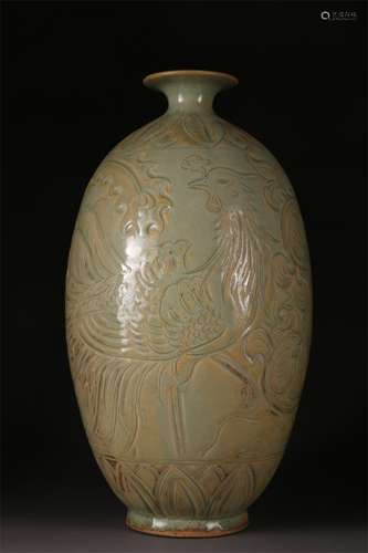 A Porcelain Bottle with Flowers Design.