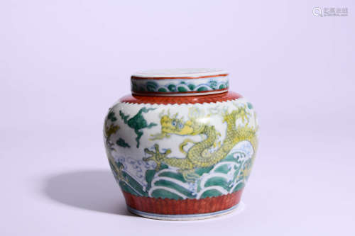 Doucai Glaze Dragon Jar and Cover