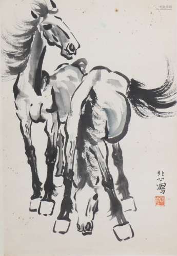 Chinese Horse Painting, Xu Beihong Mark