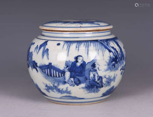 Blue and White Figure Jar