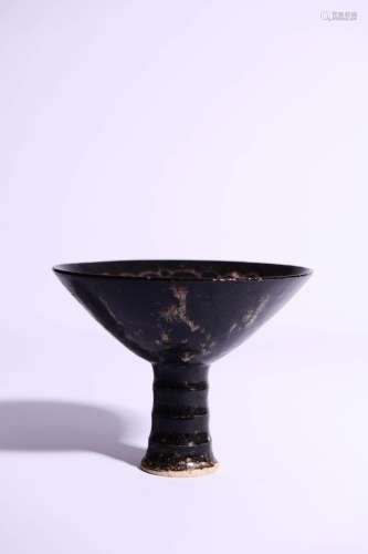 Jizhou Kiln Black Glaze Stem Bowl